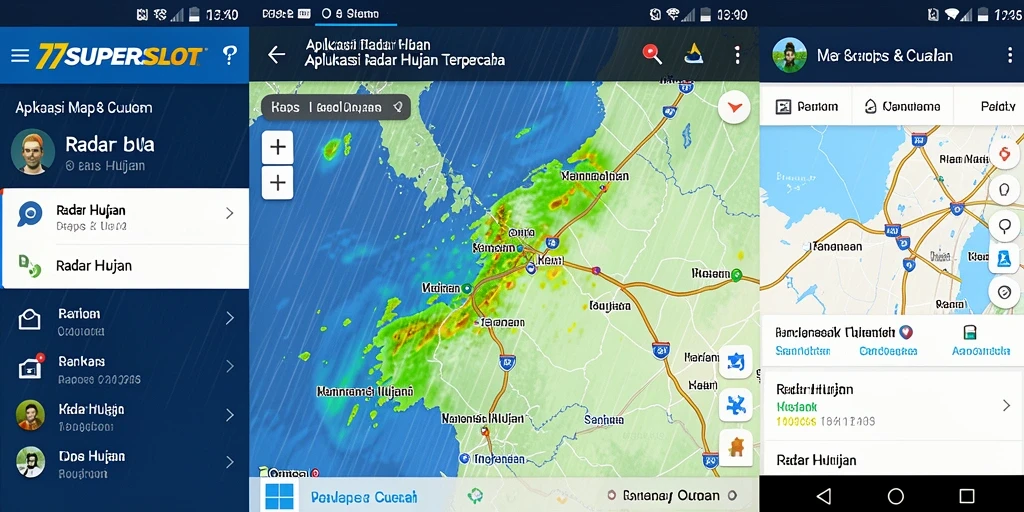 Antarmuka aplikasi Radar Hujan 77SUPERSLOT yang informatif dan mudah digunakan.